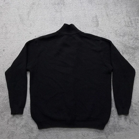 RIGAR'S GOLF Sweater Mens XL Black Full Zip Mock Neck Ribbed Knit Golf Logo - Picture 2 of 6